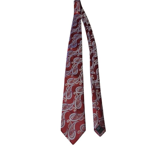 Michael Kors Mens 100% Silk Paisley Tie Red Blue Preowned - Picture 1 of 6